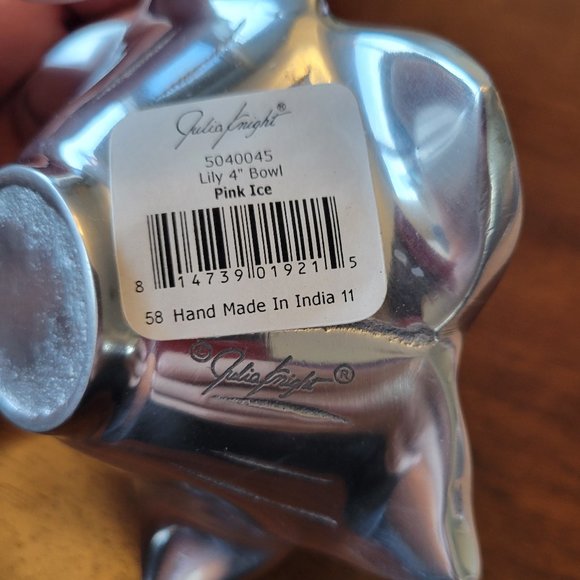 Julia Knight Flower Bowl, New In Box signed Lily 4" Bowl PInk Ice - Picture 3 of 5